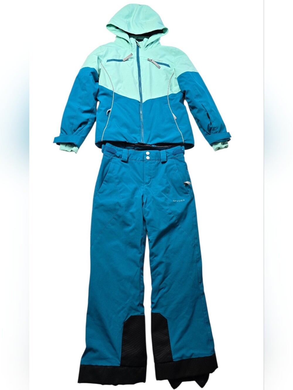 Spyder Kids Color Block Ski Set Blue Green Girls 12
